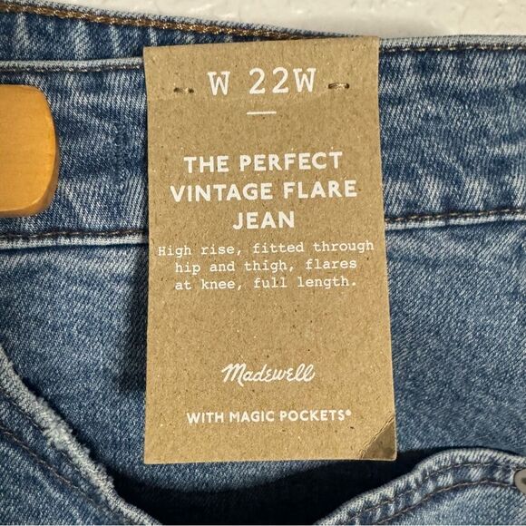 NWT Madewell Perfect Vintage Flare Jean Size 22W Medium Wash Stretch High Rise - Picture 3 of 12